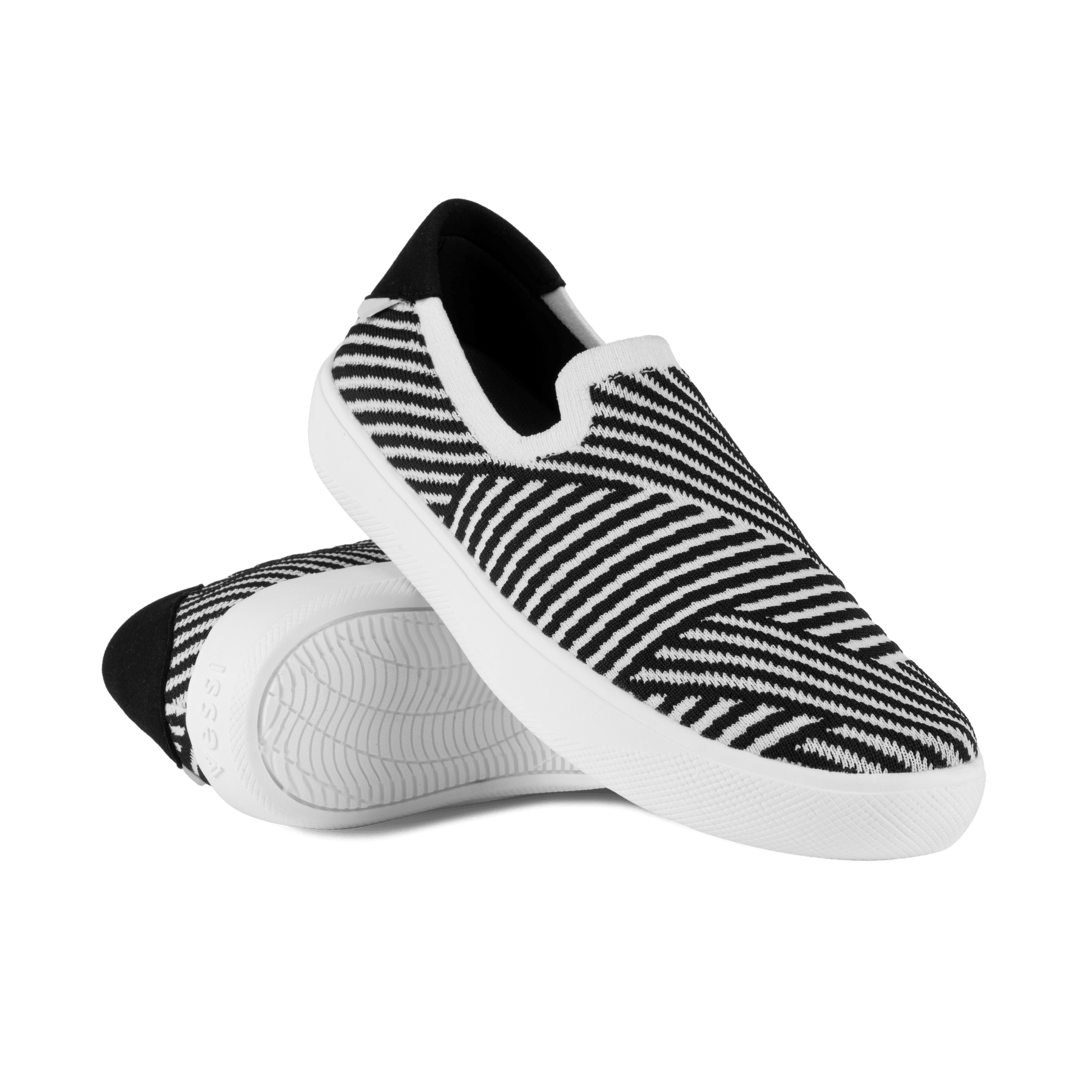 Men's Boardwalk Slip-On - White/Black Zigzag