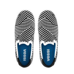 Men's Boardwalk Slip-On - White/Black Zigzag