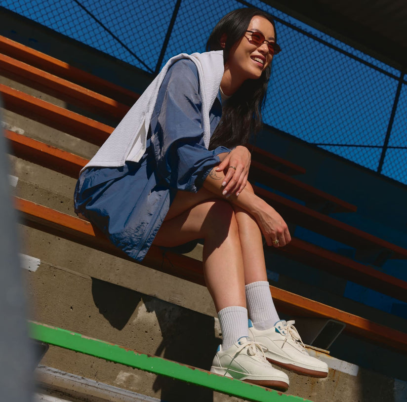 Vessi Women's Courtside Classic Sneakers- Black/ Off-White