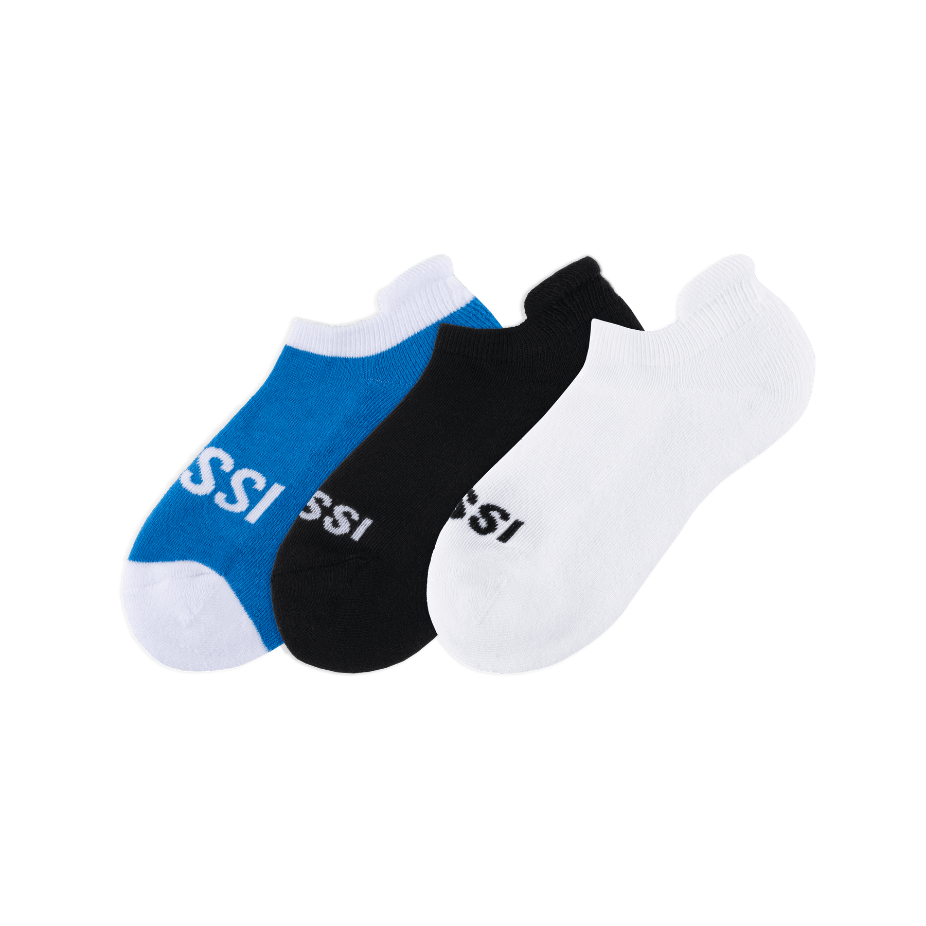 3-Pack Tab Socks - Black/White/Vessi Blue